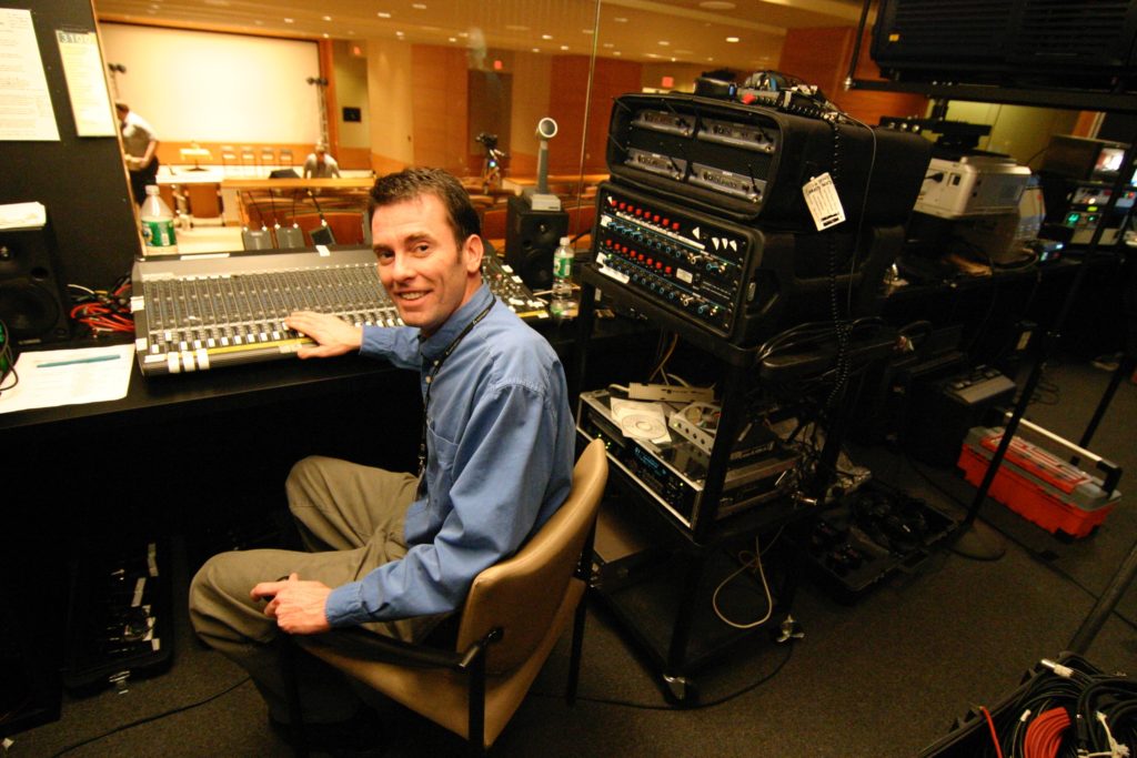Larry as Sound Engineer on a corporate meeting & webcast in NJ