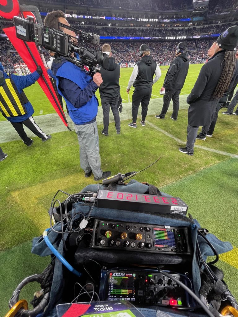 Sound bag used for NFL Films shoot at Browns at Ravens game