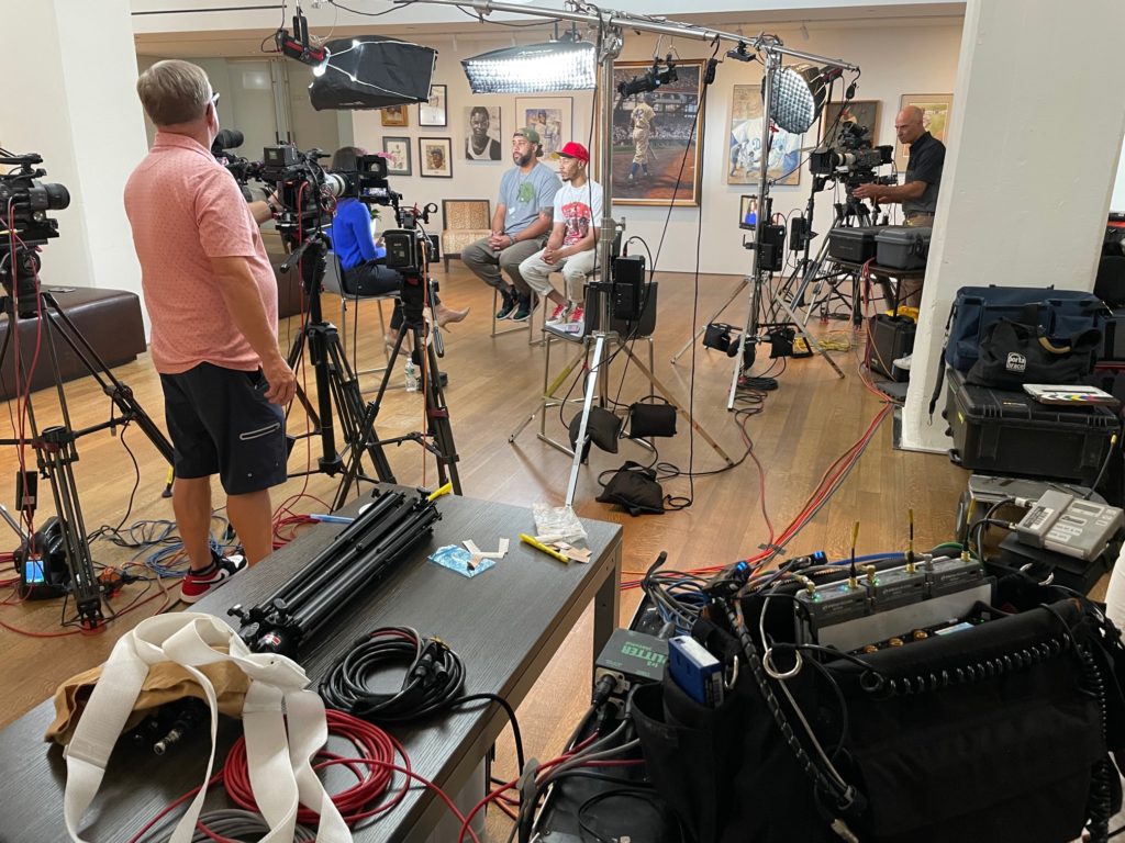 Location sound recording by Larry Kaltenbach for ABC's Good Morning America at the Jackie Robinson Museum in NYC