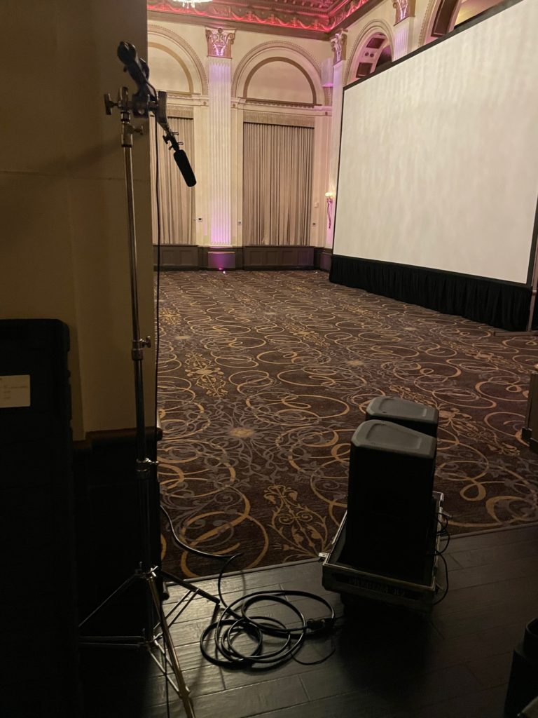 Location sound microphone and speakers for an NFL Films shoot in Philadelphia, PA