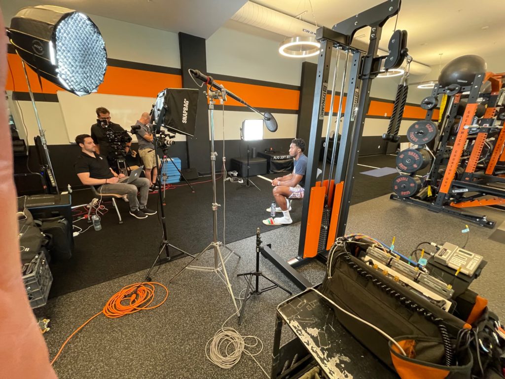 Location sound recording of NBA's Donovan Mitchell by sound recordist Larry Kaltenbach in Greenwich, CT