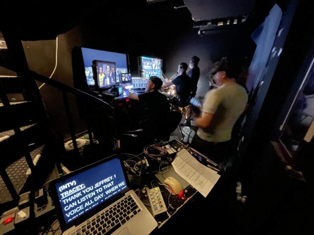 Larry Kaltenbach's teleprompter equipment for recordings of Crackle's Inside The Black Box in NYC