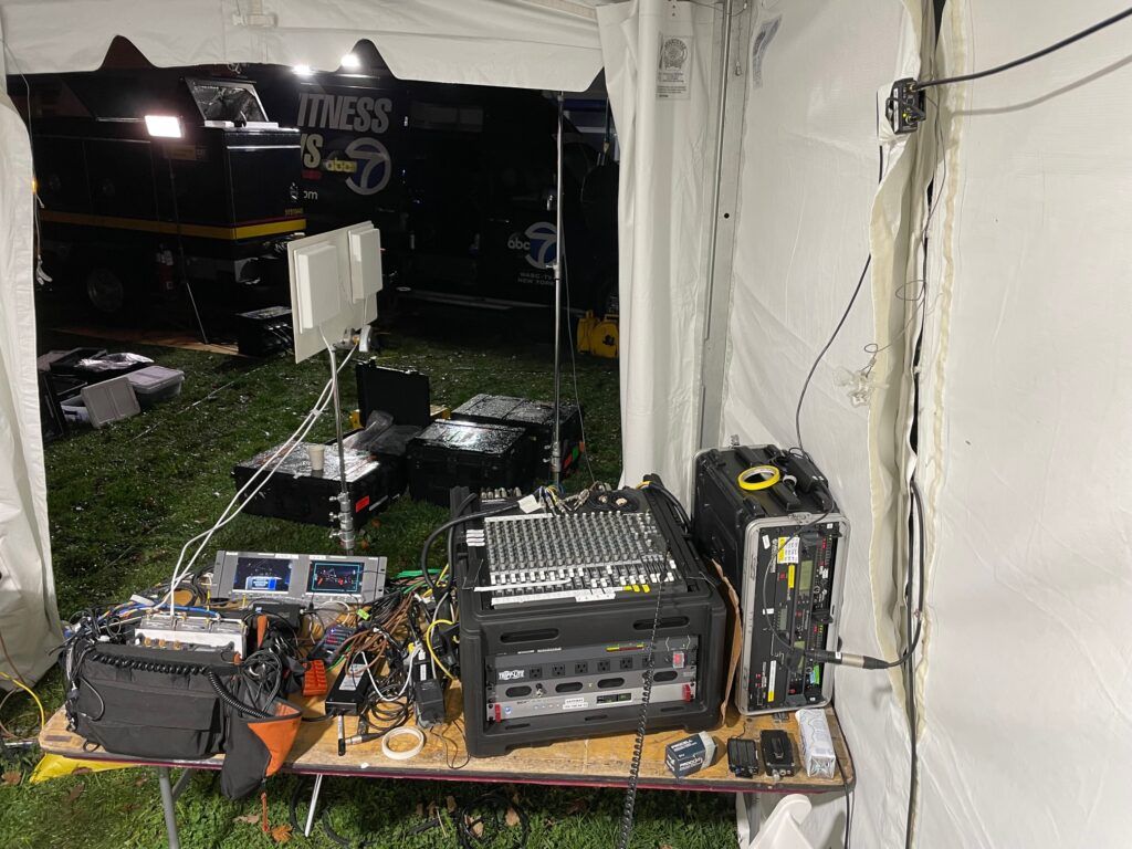 Location sound mixing equipment used for WABC TV New York pre-show of the 2022 NYC Marathon