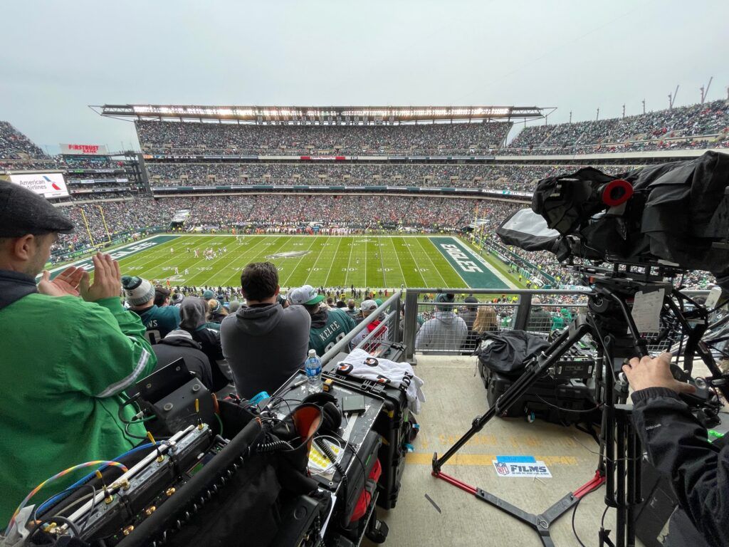 Location sound recording equipment for NFL Films at a Philadelphia Eagles game