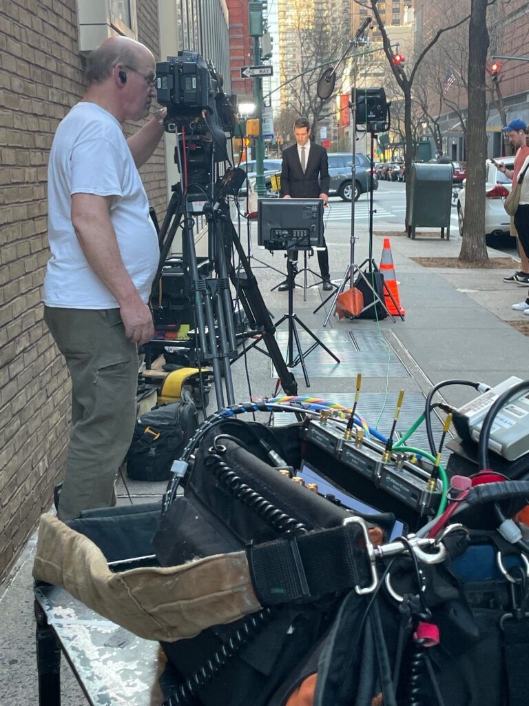 Location sound equipment for ABC News live shot in NYC