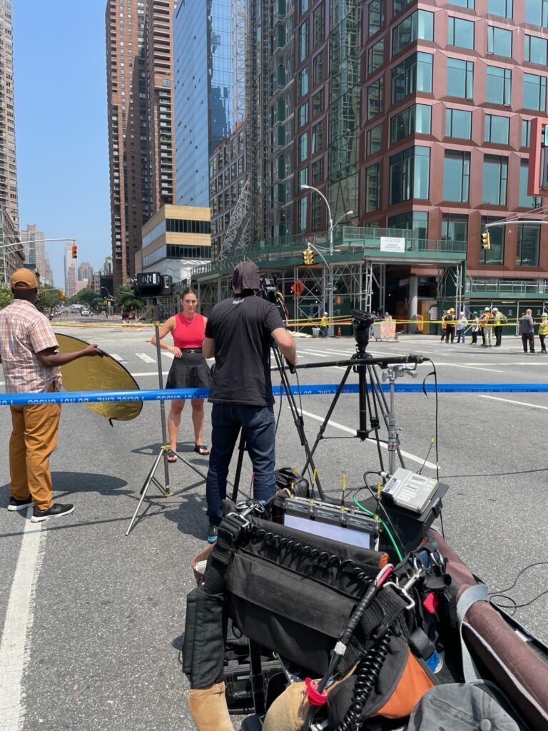 Larry Kaltenbach working location sound for ABC News in NYC