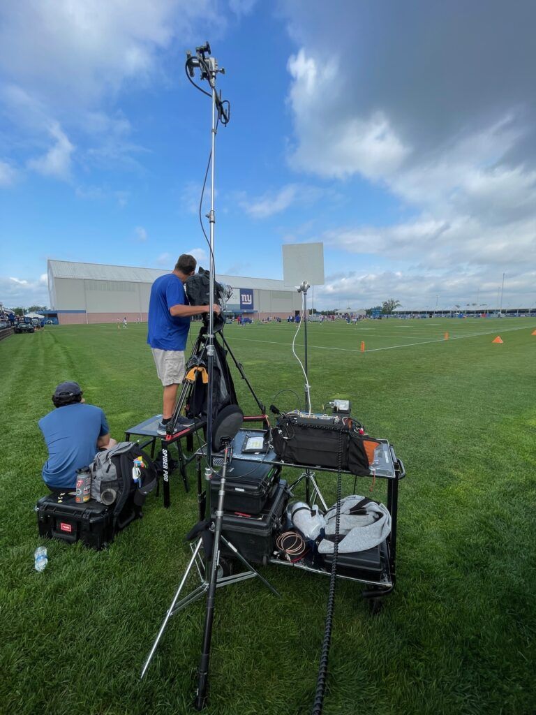 Location Sound Mixer for NFL Films at NY Giants football practice facility in East Rutherford, NJ