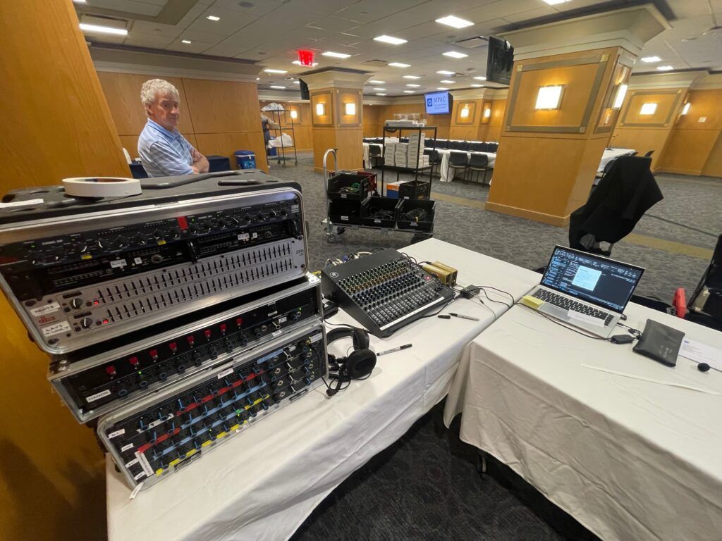 36 mic roundtable voice lift for a corporate meeting in NYC