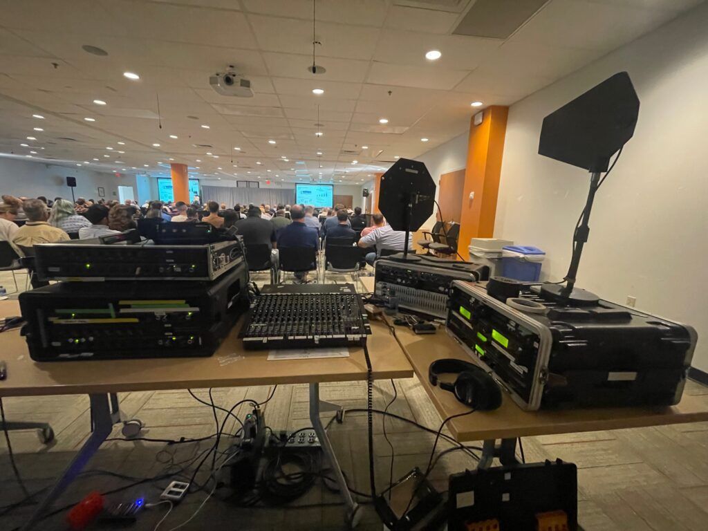 Sound system for corporate meeting and webcast in Holtsville, NY