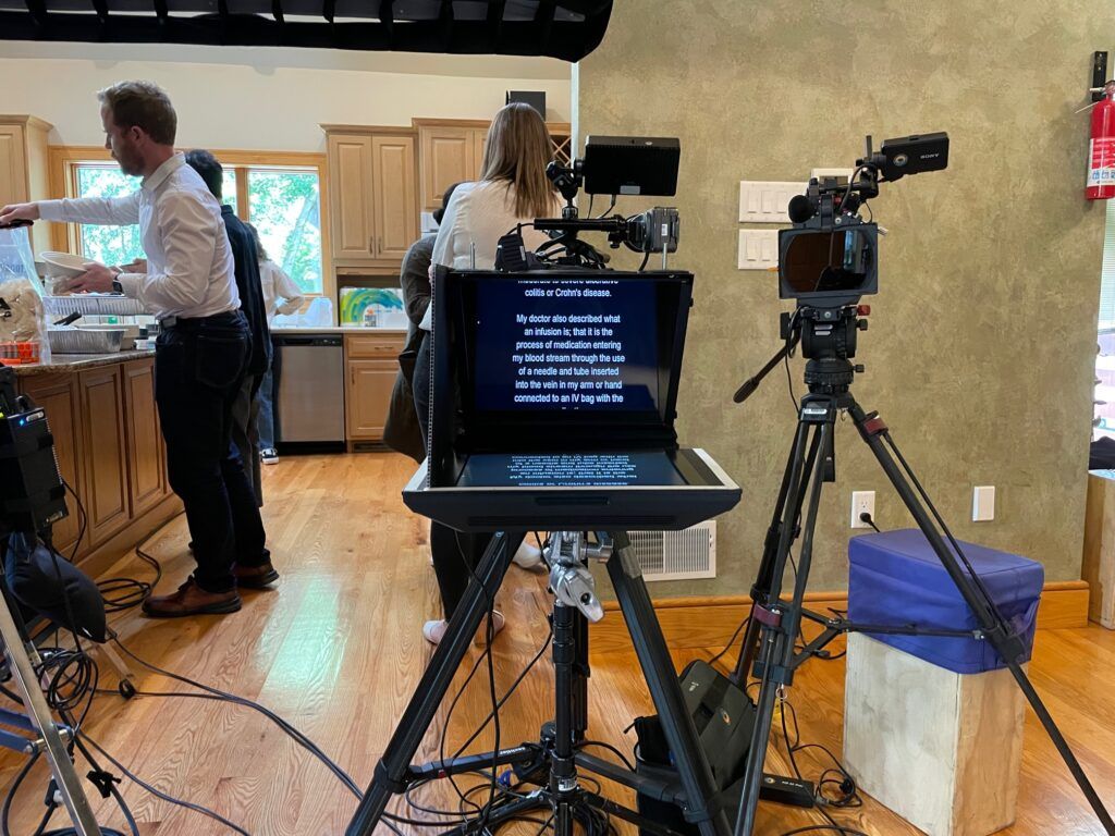 Teleprompter setup for a corporate video shoot in Philadelphia