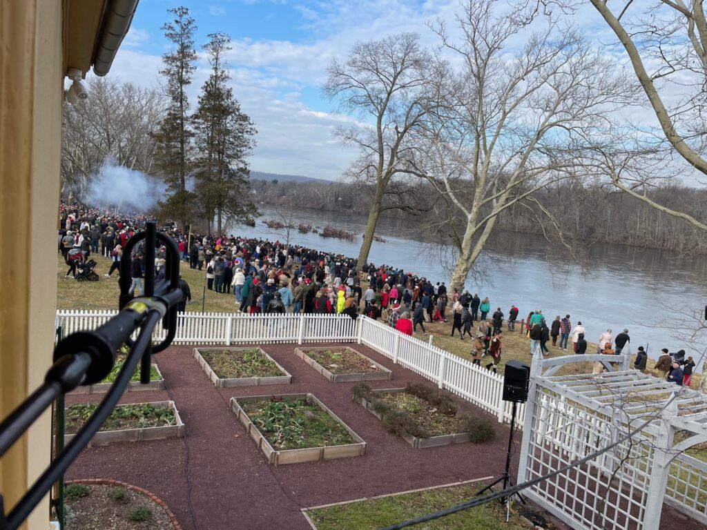 Outdoor event on Delaware River with outdoor PA speaker sound system