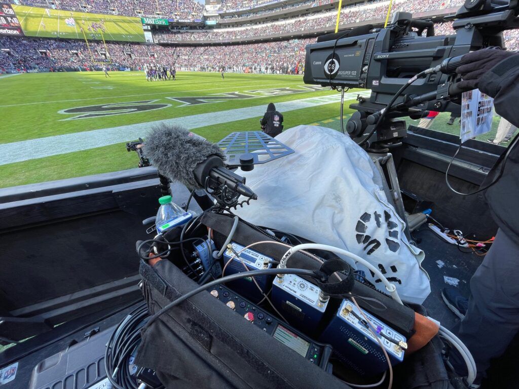 Location sound recording equipment for NFL Films in Baltimore, MD