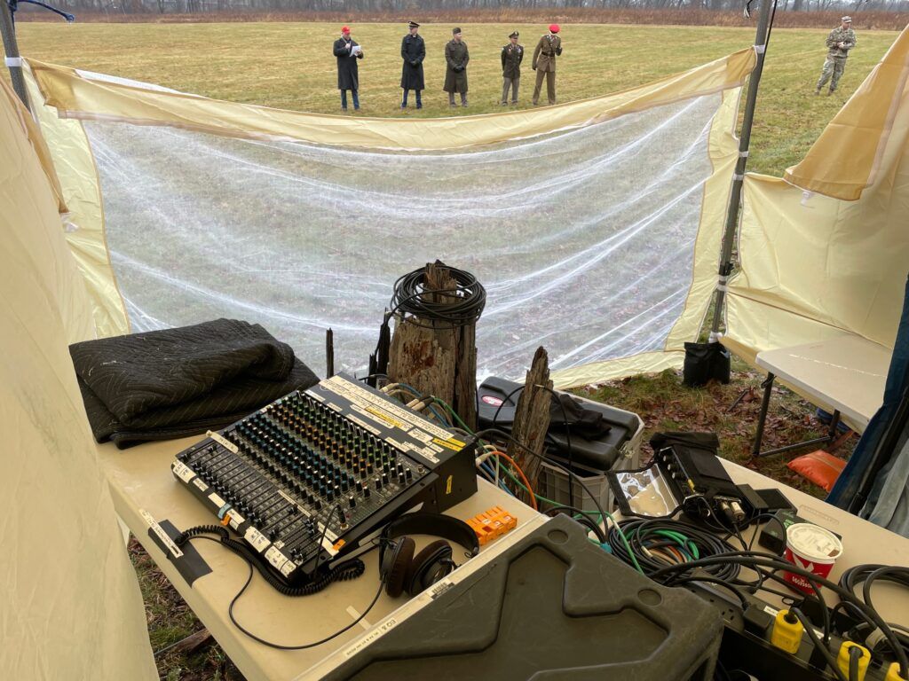 Outdoor PA sound system setup in a tent in Princeton NJ